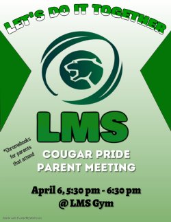 Cougar PRIDE Parent Meeting Flyer